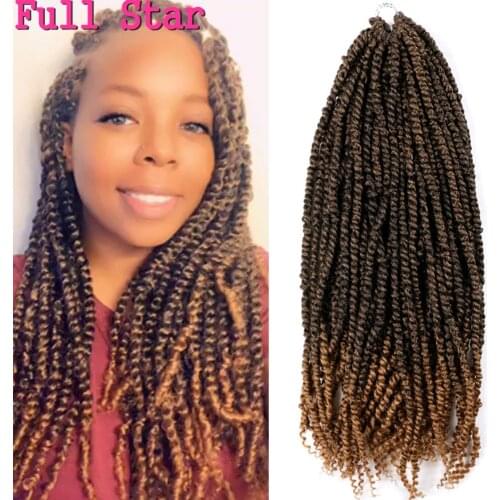 Passion Twist 18" 11 Roots Natural Black Brown Bug Synthetic Hair for Women Soft Long Ombre Crochet Braids Hair Extensions