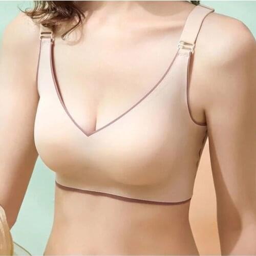 Womens plus size latex seamless underwear no steel ring sports bra with butterfly beautiful back mature underwear M-5XL