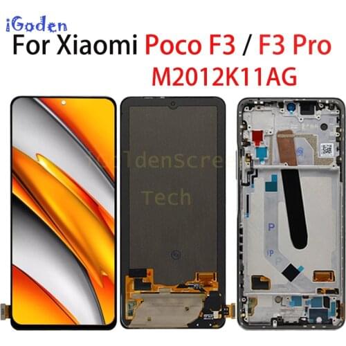 For Xiaomi Poco F3 M2012K11AG LCD Display Screen with Frame Touch Panel Digitizer For Pocophone F3 Pro LCD Display