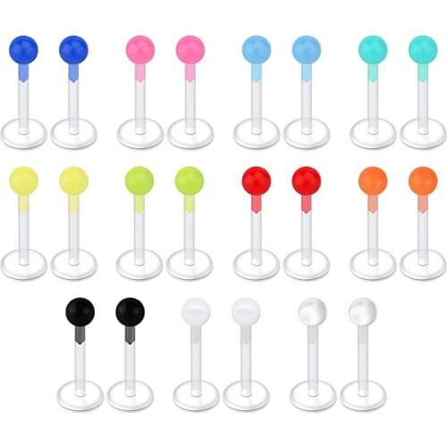 10PC PTFE Bioplast Opal Piercing Oreja Lip Rings Piercings Ear Tragus Cartilage Glow Labret Ring Piercings Body Jewelry