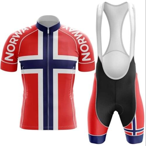 2020 red Classic Pro Cycling Jersey set Norway MTB Racing Bike Clothes Summer Mountain Bicycle Clothing Cycling Set Cycling Wear