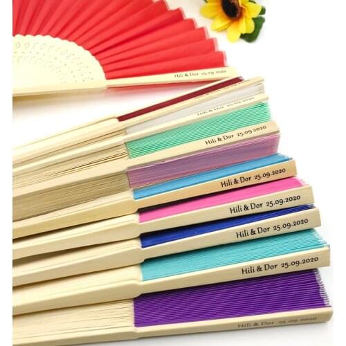 30PCS Printing Name&Date Hand-made Fans Personalized Folding Bamboo Fan Wedding Party Return Gift For Guest FREE SHIPPING