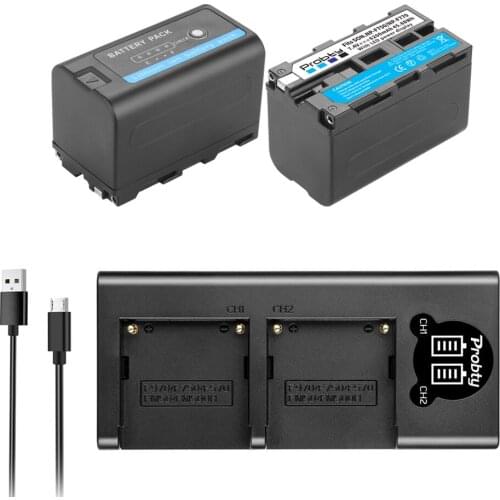 7.4V 6200mAh NP-F770 NP-F750 Li-ion Battery + LED USB Dual Charger For Sony NP F970 F960 F550 F570 QM91D CCD-RV100 TRU47E