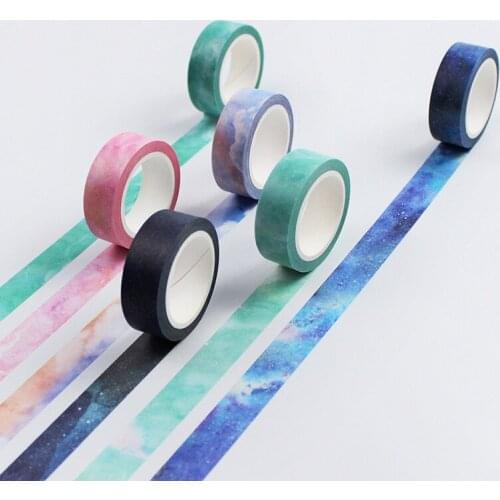 7 pcs Starry Sky Nebula Paper Washi Tape Galaxy Star Adhesive Masking Tapes Diary Album Gift Journal Decorative Stickers H6187