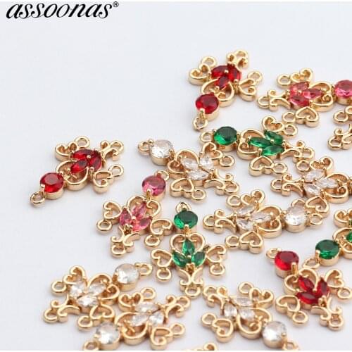 Assoonas M960,jewelry making accessories,18k gold plated,jump ring,diy zircon pendant,earrings connectors,10pcs/lot