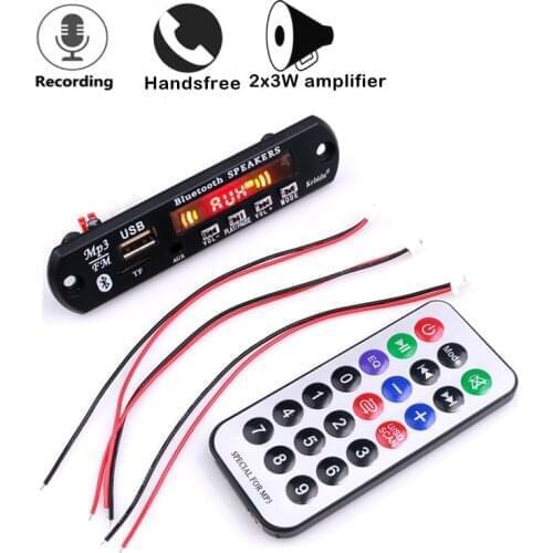 With Microphone 6W amplifier Bluetooth 5.0 Car Kit Handsfree Wireless FM Receiver support TF Card 3.5mm USB AUX