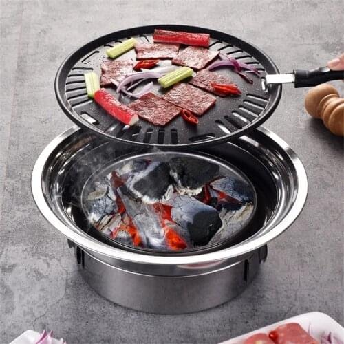 JOYLIVE Charcoal Barbecue Grill Stainless Steel Non-stick Barbecue Tray Grills Portable Charcoal Grill For Outdoor Camping Bbq