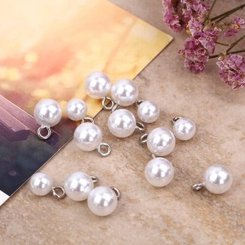 50Pcs/lot Stainless Steel Imitation Pearl Beads Charms Pendant For Jewelry DIY Making Necklace Bracelet Earrings Accessories