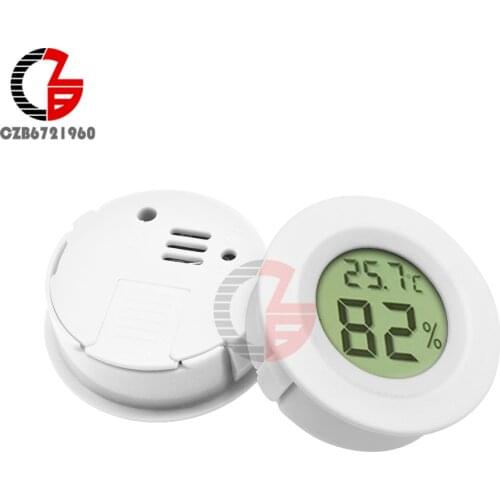White Mini Round LCD Digital Temperature Humidity Meter Thermometer Hygrometer Indoor Car Temperature Tester Monitor Detector