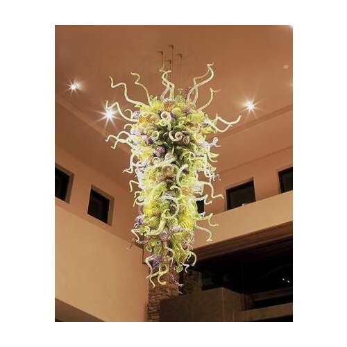 Flower Shape Italian Glass Chain Pendant Chandelier Light with LED Bulbs Hand Blown Murano Glass for Hotel Living Room