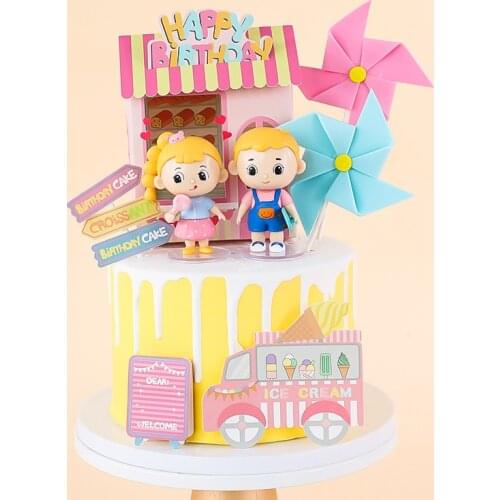 1St Kids Boy Girl Happy Birthday Party Cake Toppers Baking Dessert Cartoon dessert Shop Baby Shower Party DIY Baking Supplies