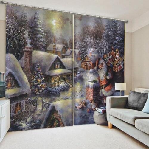 Europe painting snow curtains new window balcony thickened windshield blackout curtains