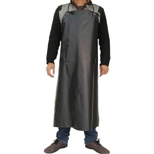 Waterproof Chef Apron Anti-Oil Leather Apron Thickening Long Acid and Alkali Antifouling Oilproof Restaurant Cooking Chef Apron