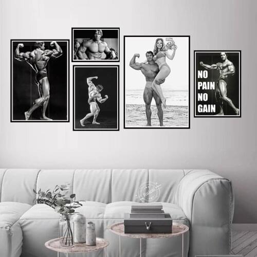 Arnold Schwarzenegger Bodybuilding Poster Motivational Quote Canvas Art Fitness Inspirational Wall Pictures Home Decor