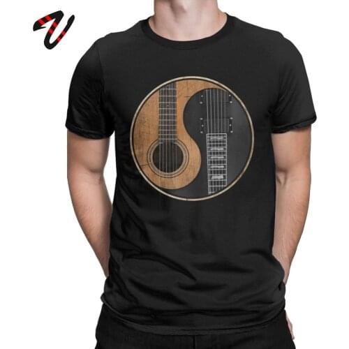 Yin Yang Acoustic Electric Guitar T-Shirts Tai Chi Chinese Taiji Men T Shirts Awesome Rock Music Tee Shirt DJ Party Clothing