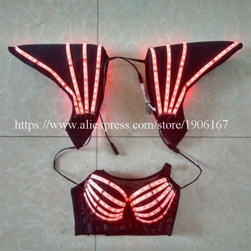 Hot Sale 5 Sets LED Luminous Sexy Lady Bra Set Clothing Costume Growing Light Up Suit Stage Party Clothes