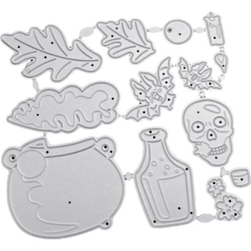 Halloween Skull Leaves Carbon Steel Cutting Dies DIY Scrapbooking Photo Album Embossing Paper Cards Making Stencil Decor