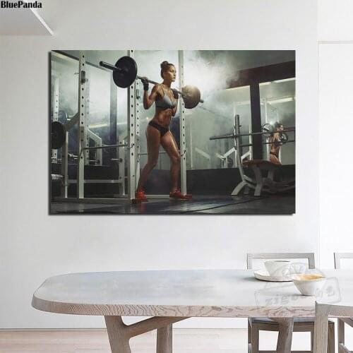 Weight Lifting Legs Pose Fitness Woman Gym Canvas Painting Oil Print Poster Wall Art Picture For Living Room Home Decor