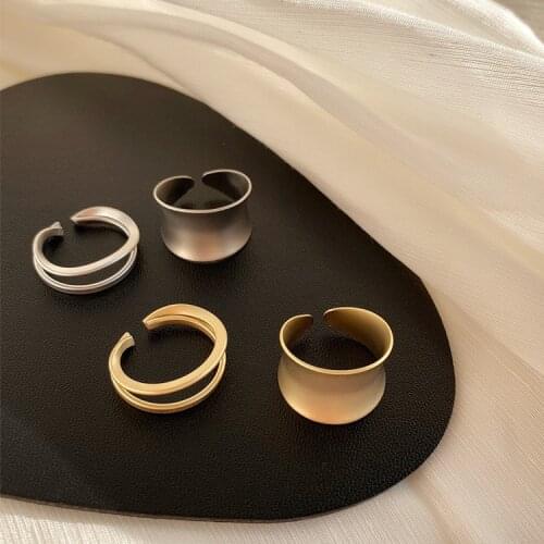 Two Pieces Per Set Wide Gold Rings Women Fashion Jewelry Matt Gold Silver Color Big Finger Ring Girls And Boy Hip Hop Rings