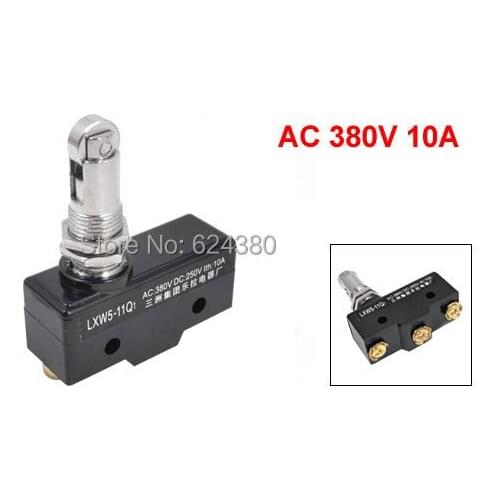 LXW5-11Q2 cMomentary Basic Micro Limit Switch Parallel Roller Plunger Actuator Panel Mount SPDT 1 NO + 1 NC 3 Screw Terminals