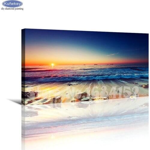 Mazayka,Full square drill Diamond embroidery sunset beach 5D DIY diamond Painting Cross Stitch Rhinestone Mosaic Decor B693