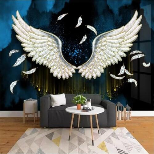 Milofi professional custom European enamel color wings crystal porcelain painting living room sofa background wall