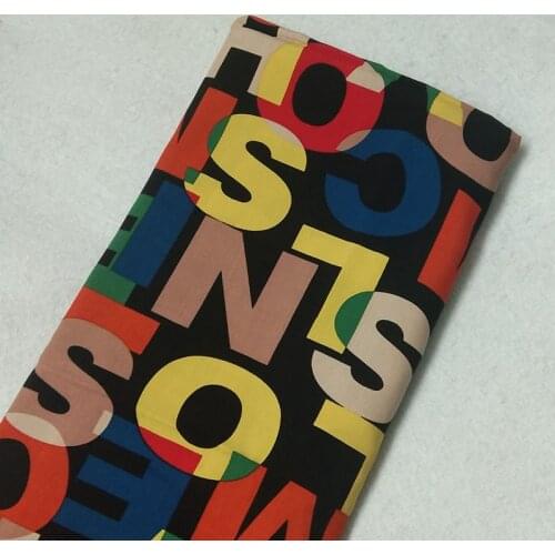 1Meter Smoothly Colorful English Letters Printed Rayon Fabric Viscose Smooth Soft Fabric Summer Shirt Baby Cloth Dress pajamas