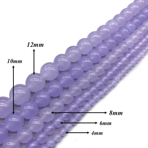 Natural Stone Light Purple Chalcedony Round Loose Charm BeadsFitMulti-purpose Jewelry Making 4 6 8 10 12MMPick Size J315