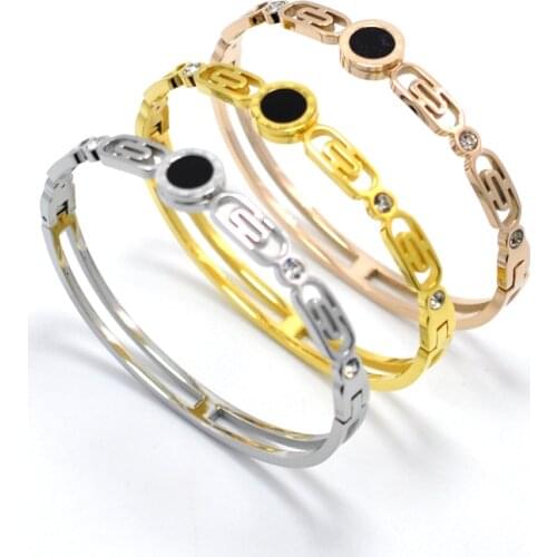 Stainless Steel Roman Numerals Chain Bracelets & Bangles For Women Luxury Brand Classic Hollow Round Pulseira Jewelry