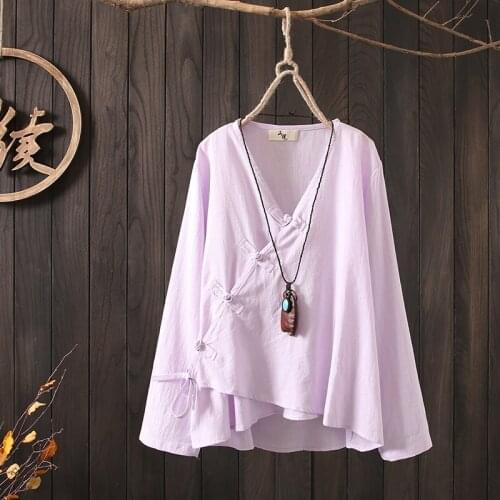 Traditional Chinese Style Clothing For Womens Tops And Blouses Linen Oriental Shirt Female Cheongsam Top China Clothing 12152