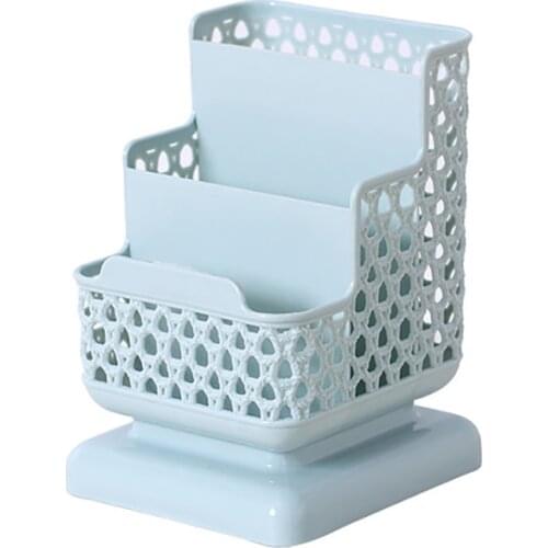 Rattan Woven Pen Holder Plastic Mesh Pencil Holder Office Home Desktop Organizer Storage Box Phone Stand Makeup Brush Holder