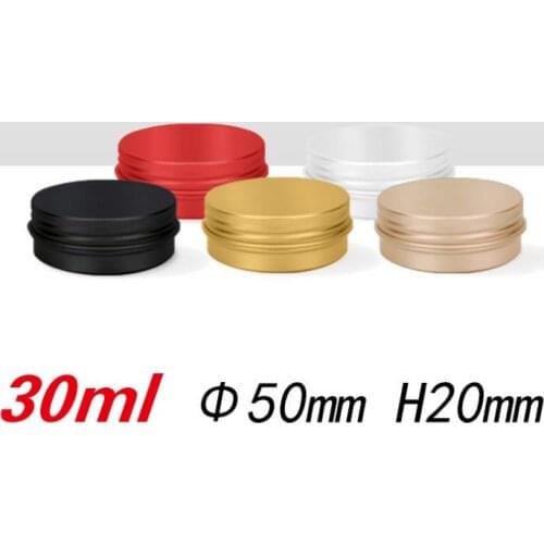 30ML Empty Refillable Aluminum Jars Black Gold Red Silver Metal Tin 30g/1oz Cosmetic Containers Crafts Packaging SN2254