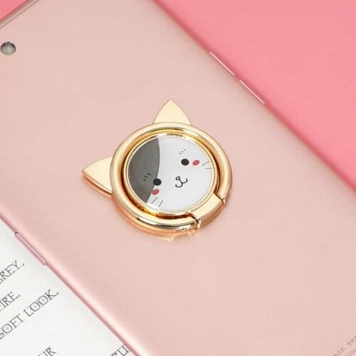 Luxury Cartoon Cat Finger Ring Holder Cute Mobile Phone Socket Holder For iPhone 5S-11 ipad Smartphone Metal Non-slip Ring Stand