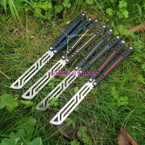 Nautilus Butterfly Trainer Knife Parrot Black Channel Aluminum+G10 Handle 440 Blade Bushing System Jilt EDC Free-swinging Knife
