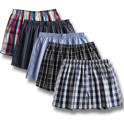 Summer sexy Plaid pure cotton Arrow pants men shorts sleep bottoms fashion outdoor mens shorts loose male sleep bottoms A