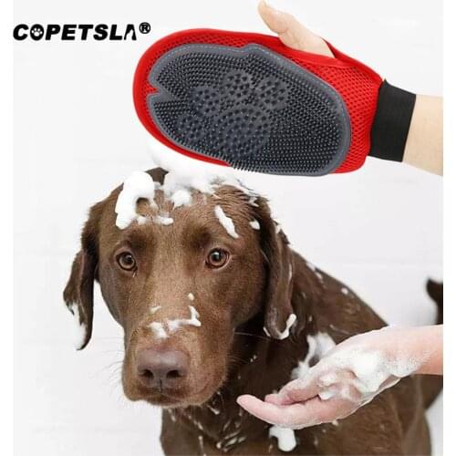 Copetsla Dog Cat Bath Brush Comb Rubber Glove Hair Fur Grooming Massaging Kitchen Cleaning Gloves pets Silicone Washing Glove