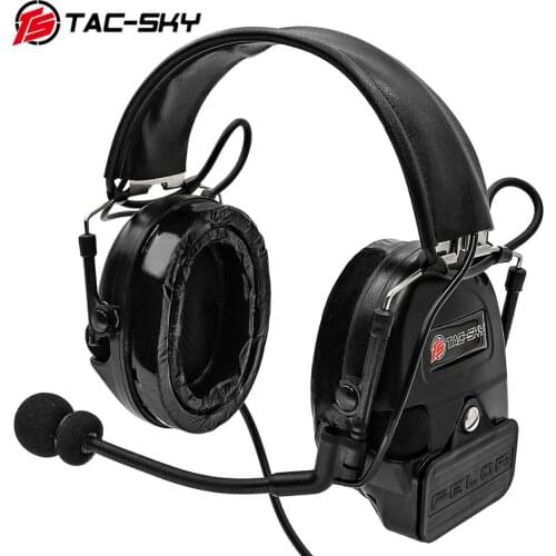 TAC-SKY COMTAC I Silicone Earmuffs Outdoor Hunting Sports Noise Reduction Pickup Military Shooting Earmuffs Tactical Headset BK