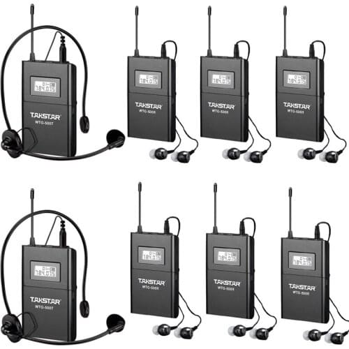 Takstar WTG-500 2 Transmitter+6 Receivers UHF Wireless tour guide system For Tourist guide Simultaneous interpretation Teaching
