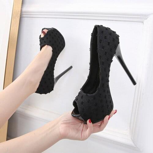 Platform Heels 14/12/10cm Party Shoes for Women Pumps Elegant Black Platform Shoes Woman Pink High Heels Alternative Fashion