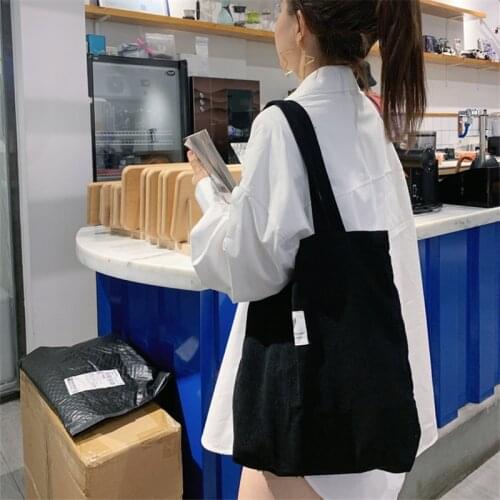 Women Corduroy Shopping Female Canvas Cloth Shoulder Bag Environmental Storage Handbag Reusable Foldable Eco Grocery Totes