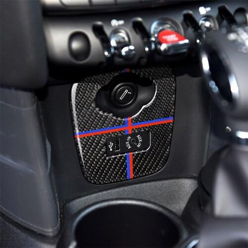 Carbon Fiber Interior Decoration Cigarette Lighter USB AUX Panel Console Frame Cover Trim Sticker for Mini Cooper F55 F56 F57