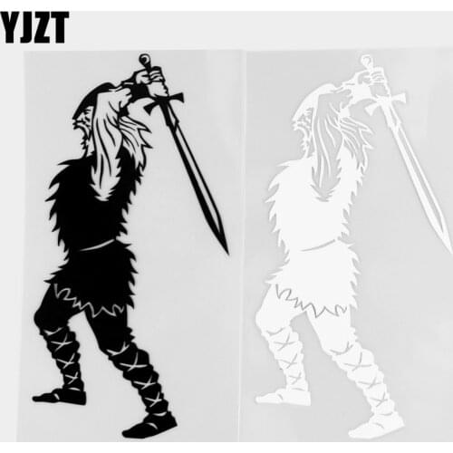 YJZT 16×7.3CM Sword Wielding Warrior Classic Car Sticker Personalized Vinyl Decal Decorative Shape Black / Silver 20C-0440