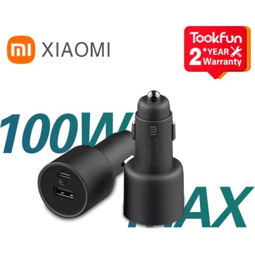 Original Xiaomi Car Charger 100W QC 5V 3A Fast Charging USB-A USB-C Dual Port Output USB Wireless Power Bank For Phone