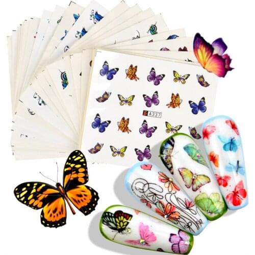 YWK 1 Set Flower Fruit Nail Sticker Sets Butterfly Water Transfer Decals Nail Art Sticker Manicure Foils Slider