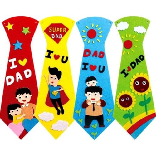 1 pcs Kids DIY Ties Crafts Kindergarten Children Handmade Tie Educational Toys Fathers Day Gifts Creative Toy Material Package