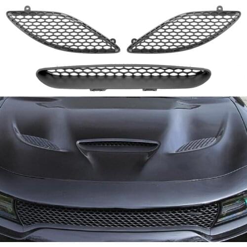 3Pcs Auto Grilles Black Hood Bezel Front Grills Kit 68202462AD 68202581AC 68202580AB for Dodge Charger GT SRT Hellcat 2015-2020