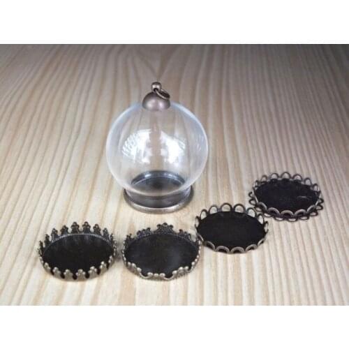 30x20mm Clear round glass globe pendant bronze Different shapes base necklace glass globe Mini glass bottle jewelry pendant