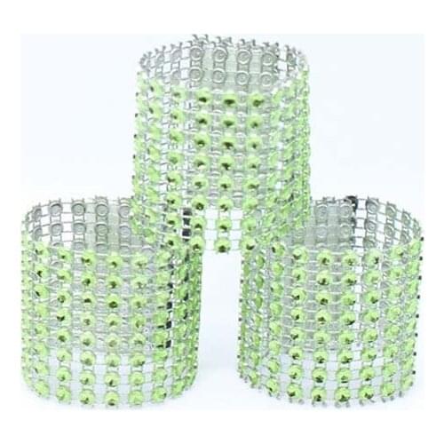 500Pcs/Lot Plastic Rhinestone Wrap Light Green Napkin New Napkin Rings Chair Buckle Hotel Wedding Supplies Home Table Decoration