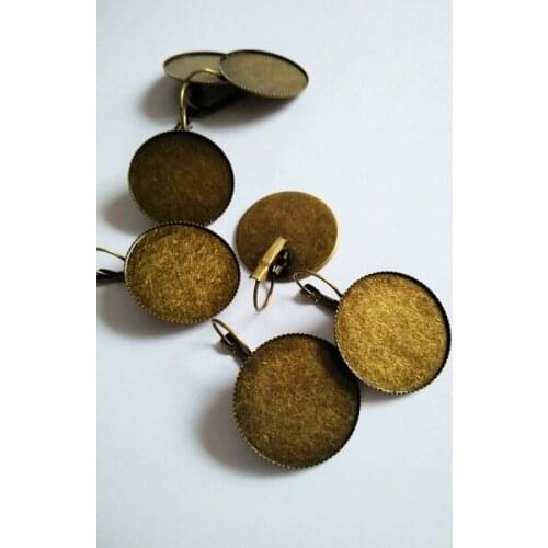 500pcs Fit 20mm Cameo Glass Cabochon Antique Bronze Bezel French Lever Blank Back Earring Base For DIY Jewellry Findings CFS156