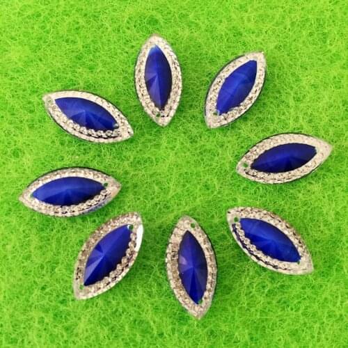 60PCS 18*10mm Necklace Stone ,Drop Sew On Resin Rhinestone For Women Clothing , Flatback Crystal -B608